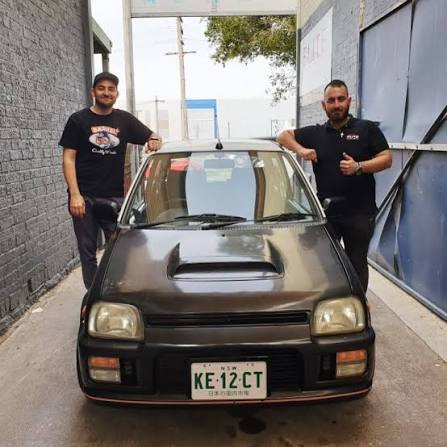 Petros and the Elite Collision Centre team outside the Leichhardt workshop
